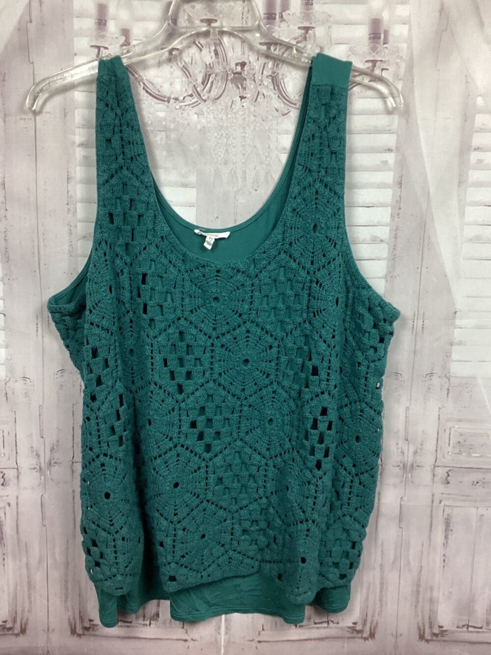 Maurices Teal Green Crochet Tank Top 2X